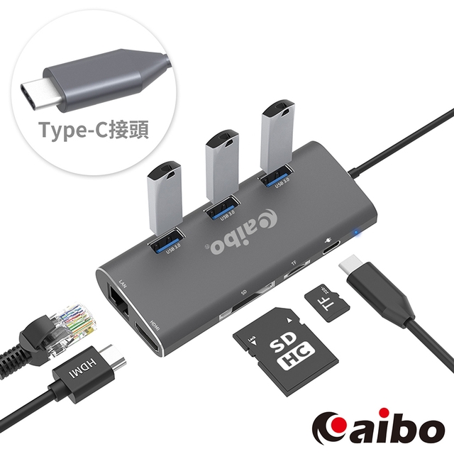 aibo 八合一Type-C多功能擴充器(USB3.0 