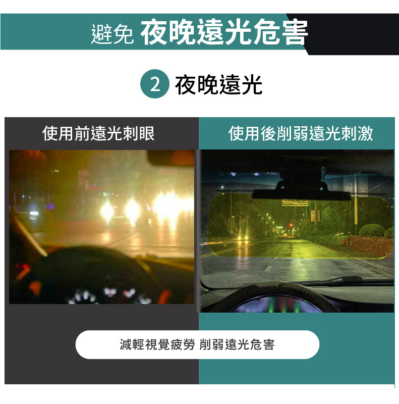 避免夜晚遠光危害，2夜晚遠光，使用前遠光刺眼，使用後削弱遠光刺激，減輕視覺疲勞削弱遠光危害。