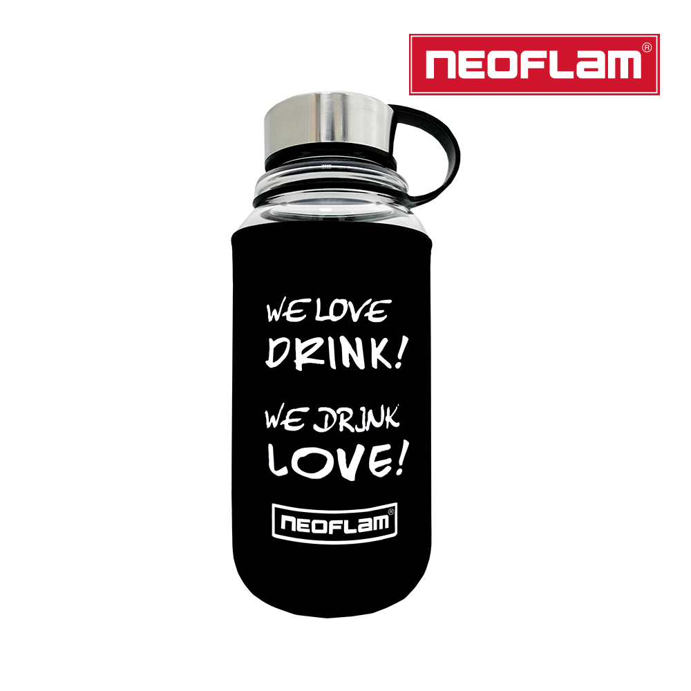 Neoflam 耐熱玻璃運動水壺1000ml 潛水布杯套 Pchome 24h購物