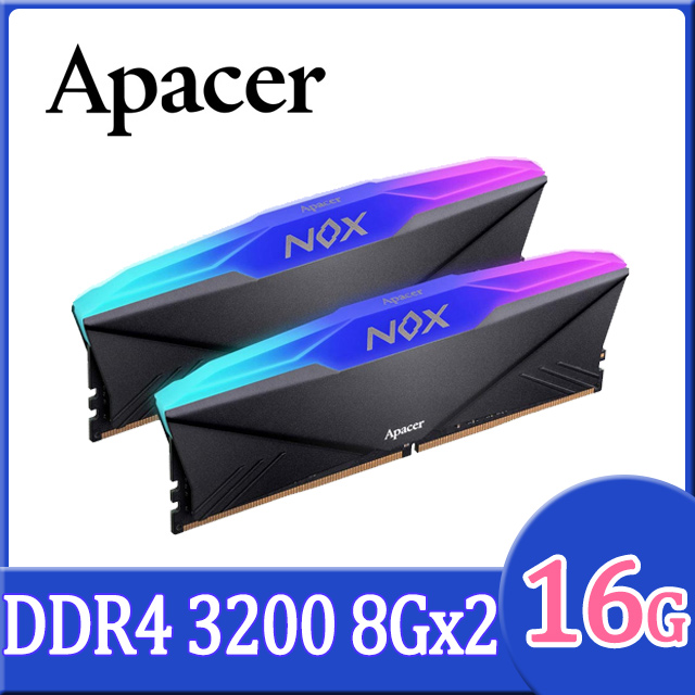 Apacer NOX RGB 16GB DDR4 3200 桌上型RGB發光電競記憶體(8GBx2)