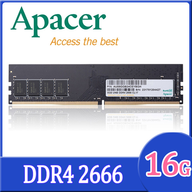 Apacer 16GB DDR4 2666 1024x8 桌上型記憶體