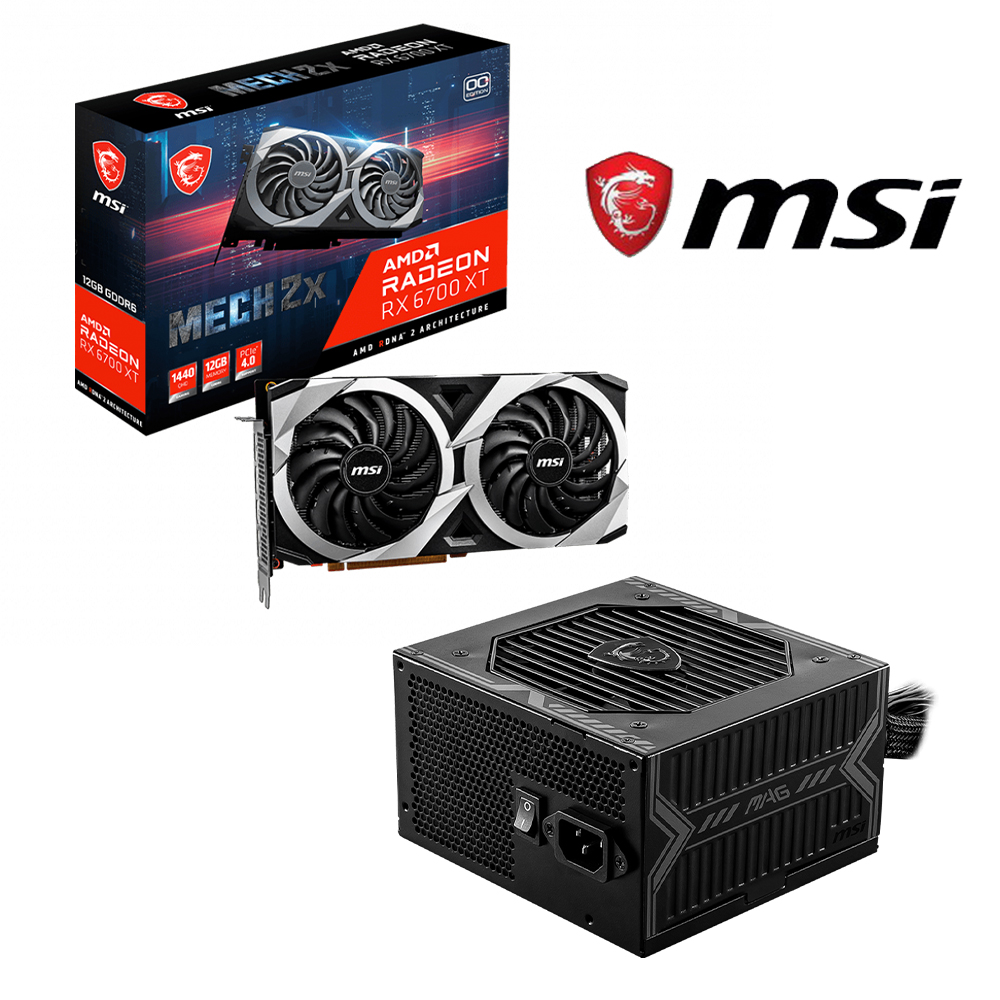 微星 RX 6700XT MECH 2X 12G OC 顯示卡+微星 550w 銅牌