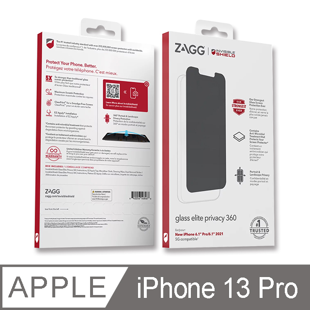 ZAGG InvisibleShield iPhone 13 / 13 Pro 6.1吋Glass Elite Privacy 360  防窺玻璃保護貼- PChome 24h購物